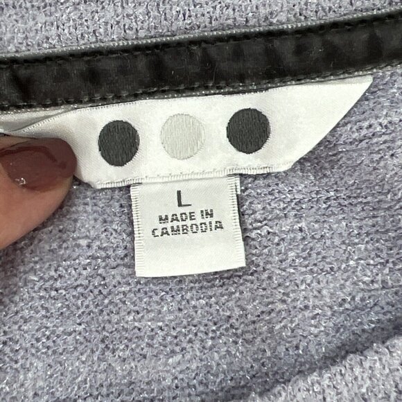 THREE DOTS Pajama Set Womans L Purple Gray Black knit Velour Lounge Stretch NWT - Picture 4 of 14